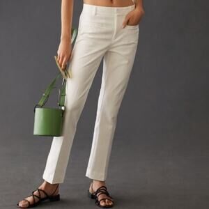 Anthropologie Maeve Women’s The Essential Slim Kick White Flare Pants Size 14